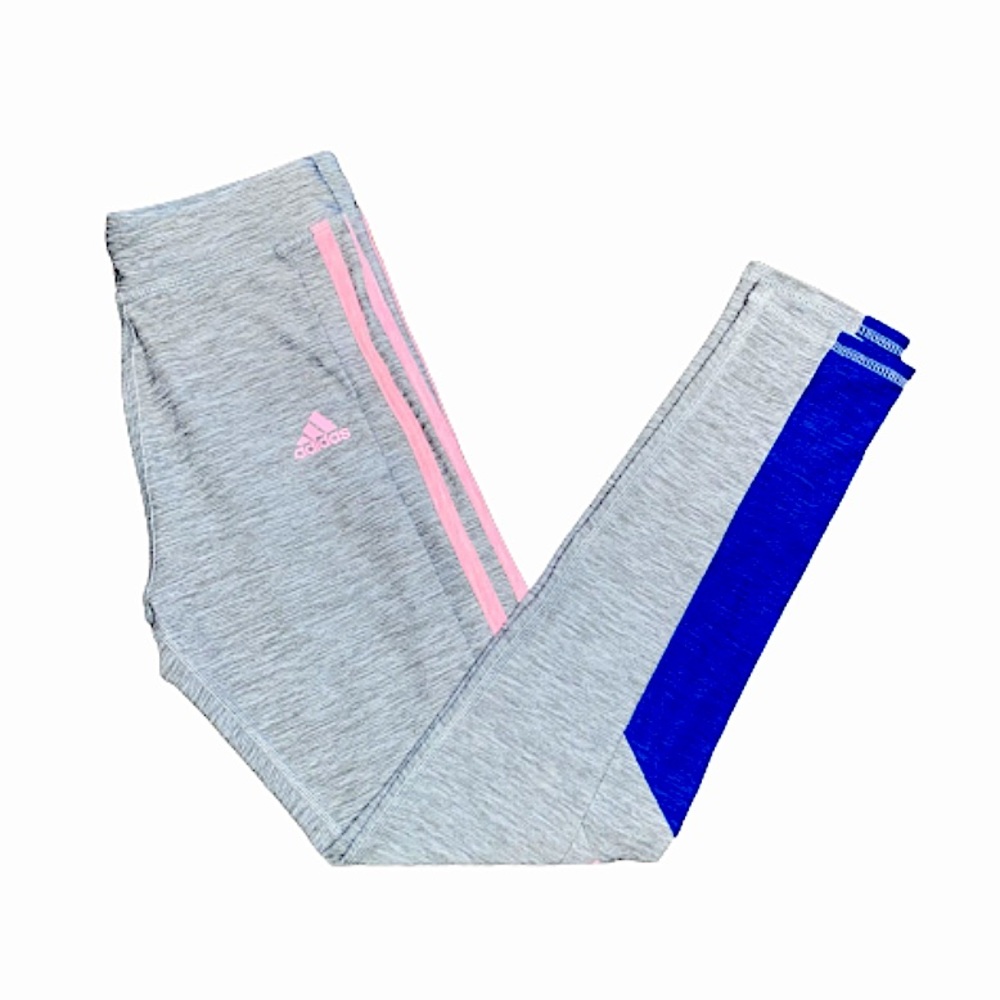 Adidas Girls Size M (10/12) Gray Athletic Leggings W 3 Pink Side Stripes